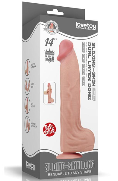 Dual Layer Sliding Skin Dildo 36 cm