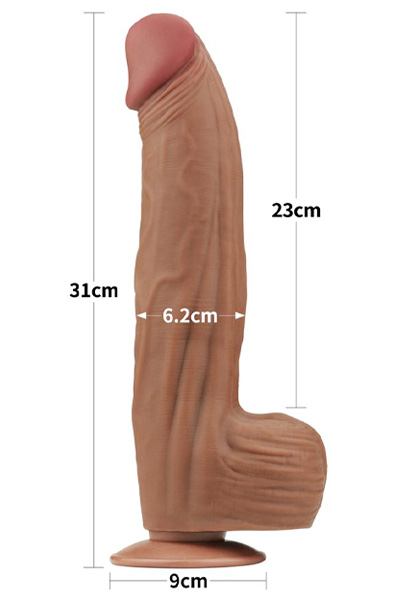 Sliding Skin Dual Layer Dildo Brown 31 cm