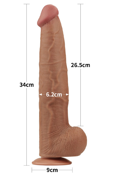 Sliding Skin Dual Layer Dildo Brown 34 cm