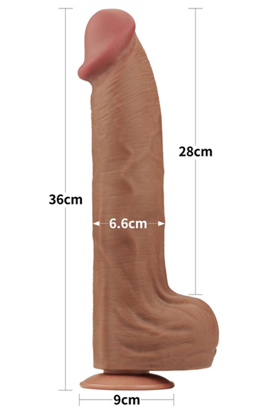 Sliding Skin Dual Layer Dildo Brown 36 cm