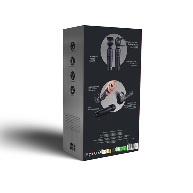 MAN.WAND BLACK PLUM RECHARGEABLE MASTURBATOR