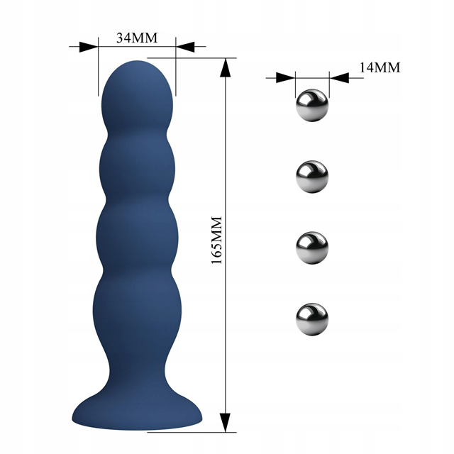 Metal & Silicone Anal Plug With 4 Metal Balls