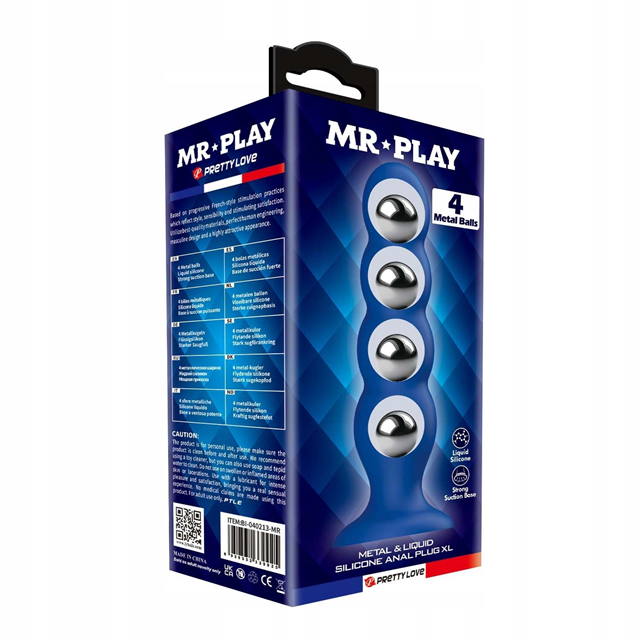 Metal & Silicone Anal Plug With 4 Metal Balls