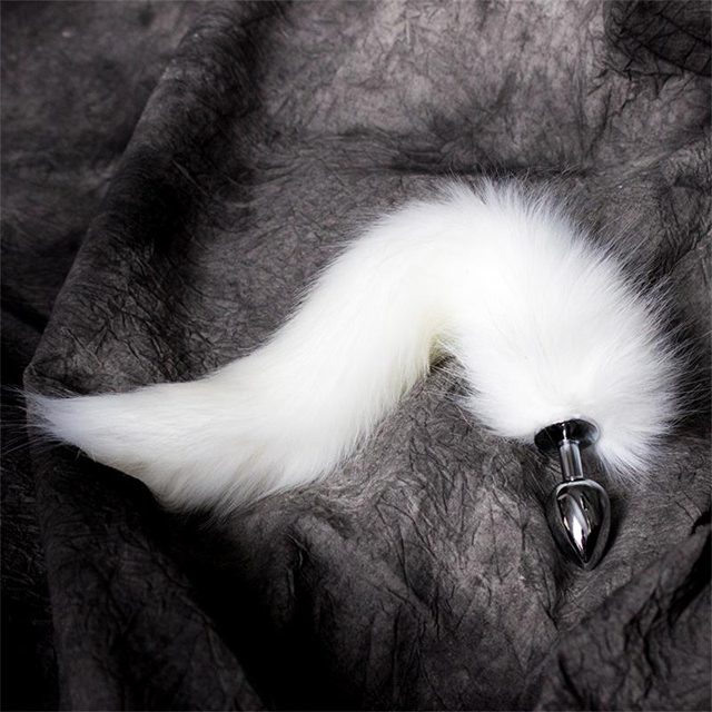 Metal Butt Plug With White Foxy Tail 40 cm