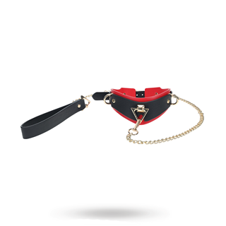 Milan Collection - Collar With Leash - Black/red