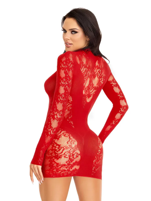 Mini Dress & Gloved Sleeves Red