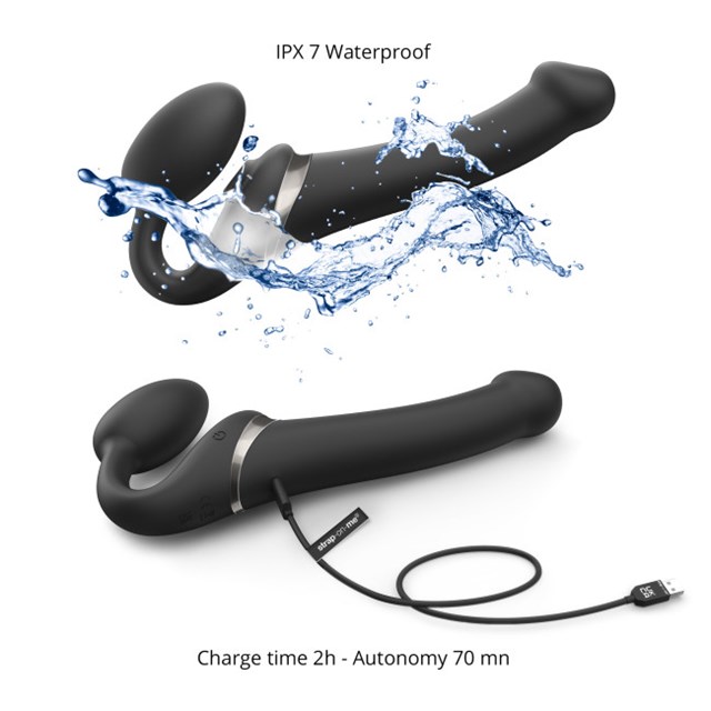 MULTI ORGASM BENDABLE STRAP-ON - XL - BLACK