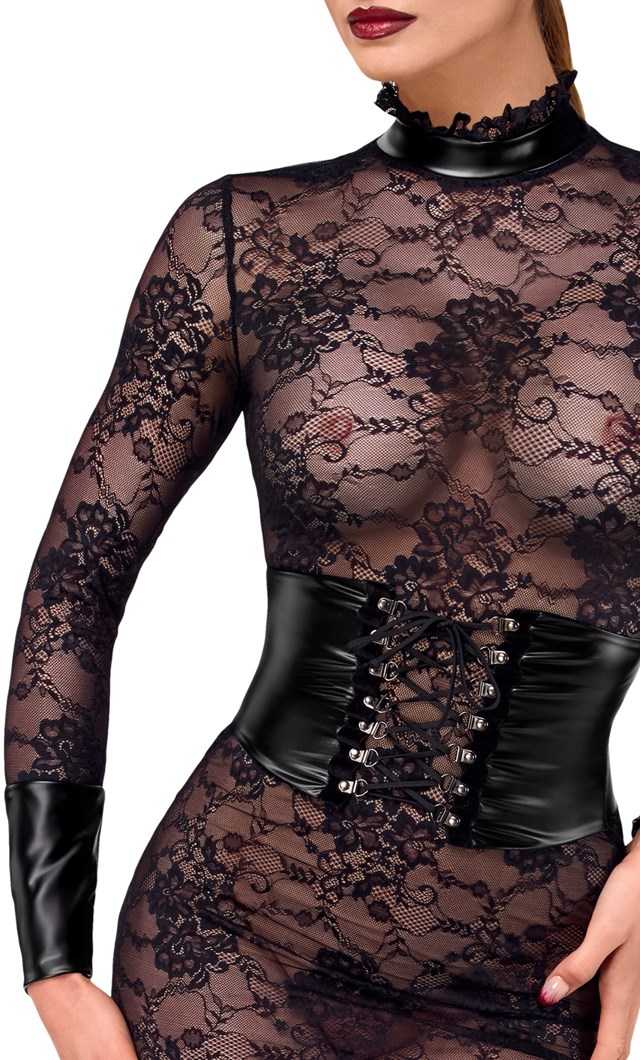 F375 Noirelle Lace Corset Midi dress