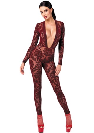 F382 Kink Royal Catsuit Burgundy