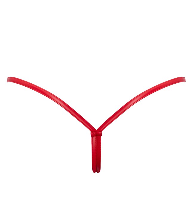 P013 Powerwetlook Red Thong With Double Opening