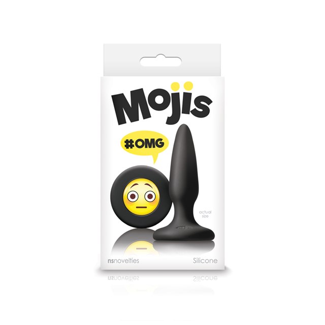 Moji's OMG Svart Mini Silikon Plugg med Emoji