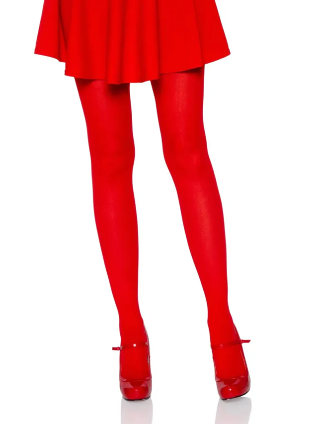 Nylon Opaque Pantyhose Red