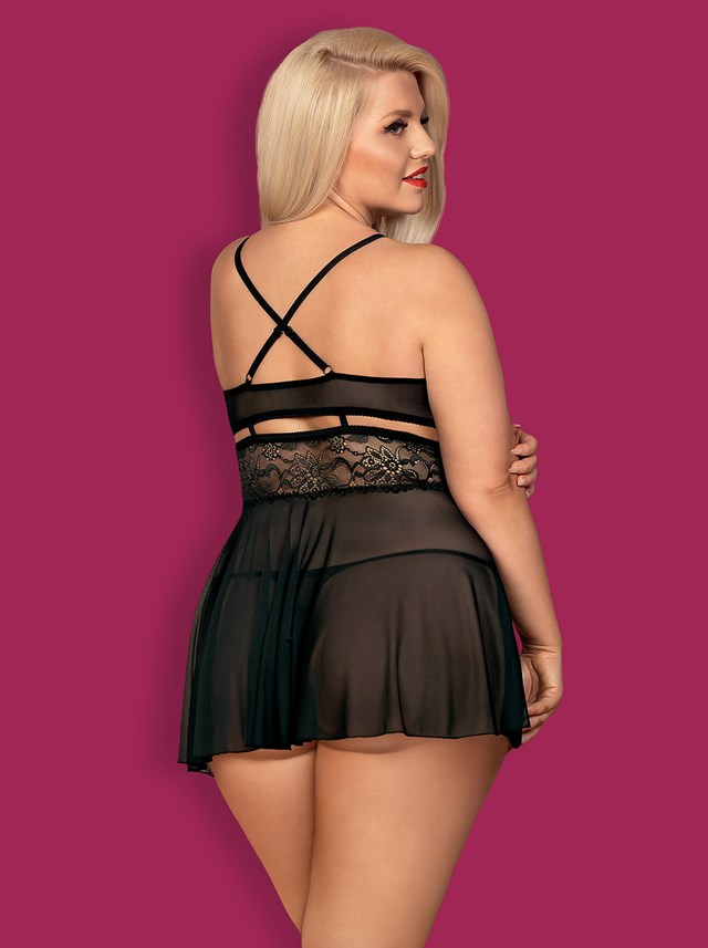 838 - Svart Babydoll og Stringtruse