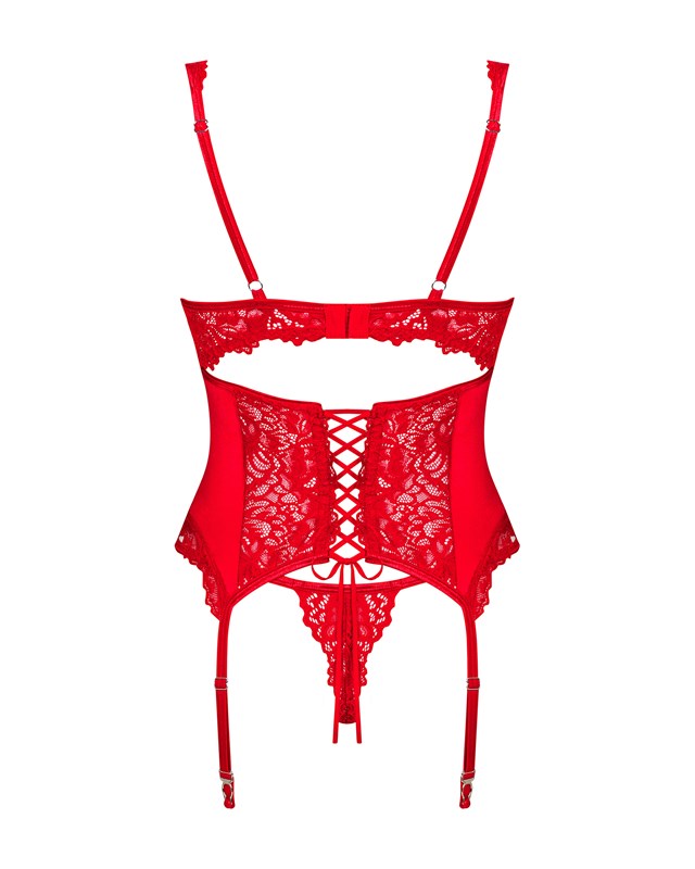 Amor Cherris Corset & Thong Red