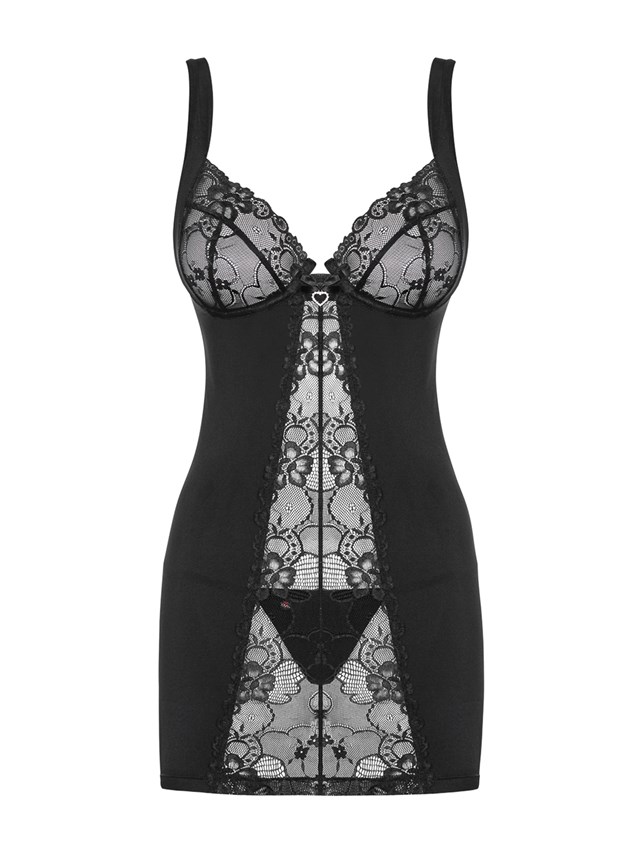 Heartina Black - Chemise og Stringtruse