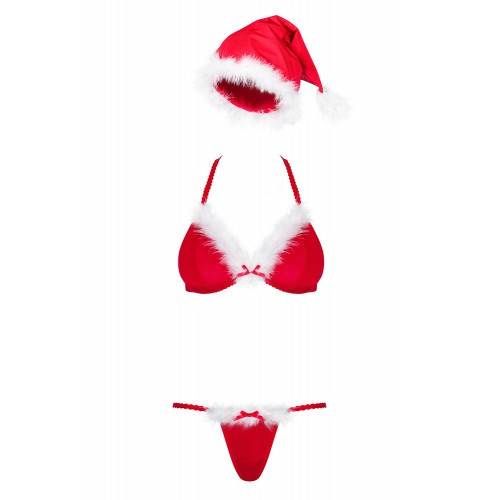 SANTASTIC - BRA, THONG & HAT SET - RED