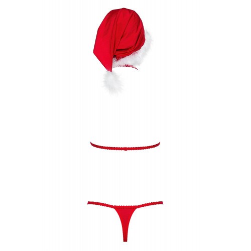 SANTASTIC - BRA, THONG & HAT SET - RED