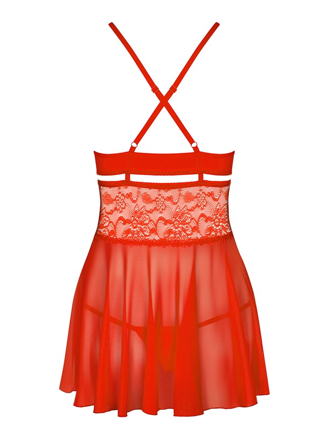 838 - Rød Sexy Babydoll Med Truse XXL