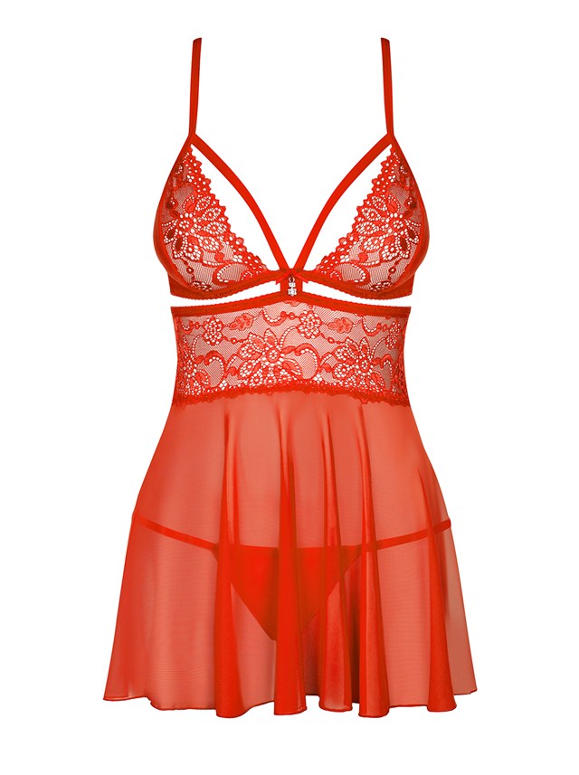 838 - Rød Sexy Babydoll Med Truse XXL