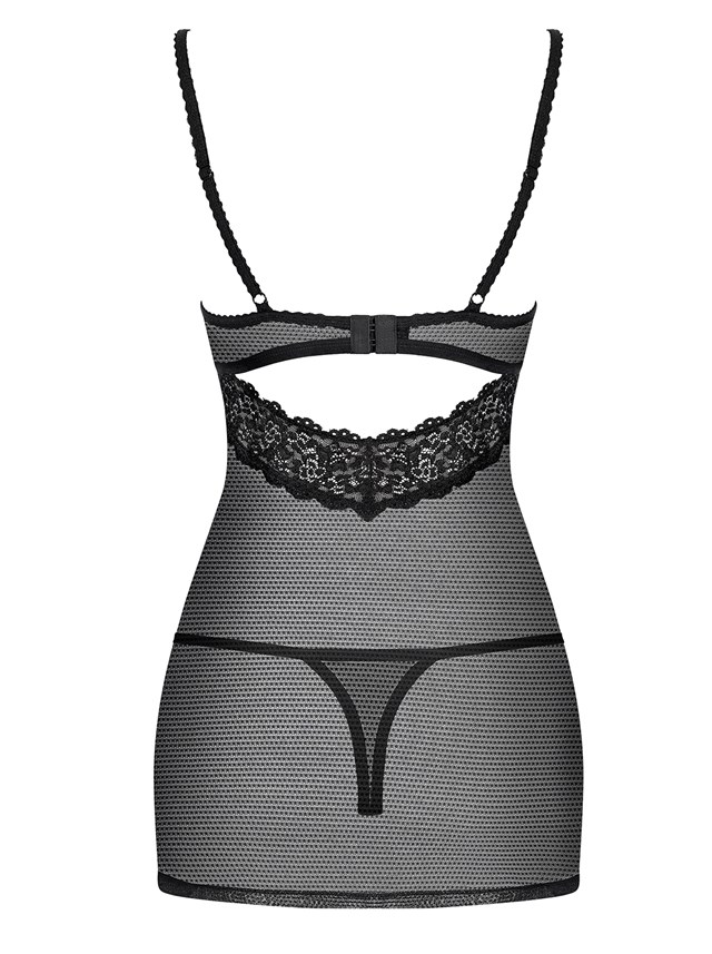 852 - Svart Chemise og Stringtruse