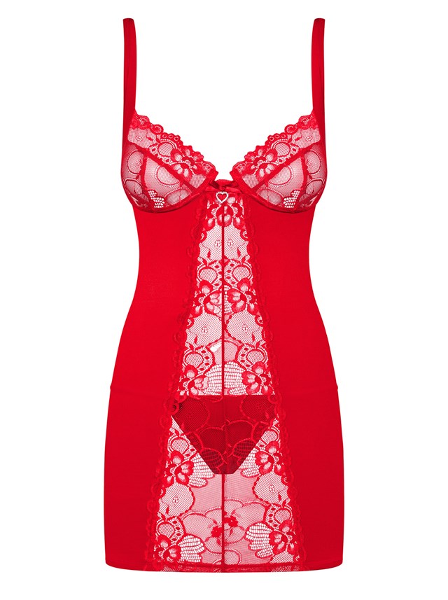 Heartina Red - Chemise og Truse