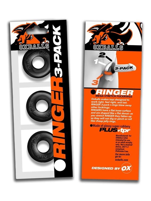 Ringer Cock Rings 3-Pack Black