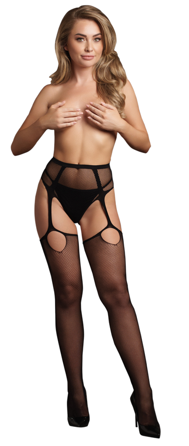 Pantie with Attached Stockings Black