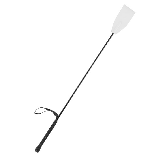 & Let it Sting - White Leather Riding Crop