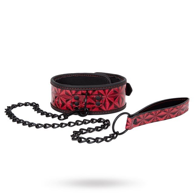 Diabolique Dark Red - Halsbånd med Kobbel