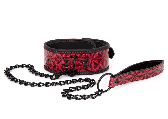 Diabolique Dark Red - Halsbånd med Kobbel