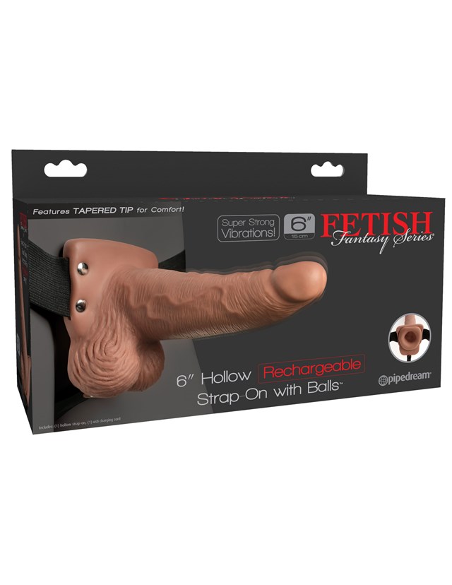 Rechargeable 15.5 cm Hollow Strap-on - Tan
