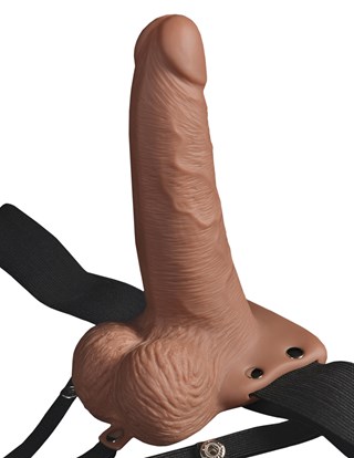 Rechargeable 15.5 Cm Hollow Strap-on - Tan