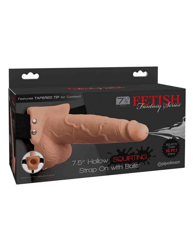 19 CM SQUIRTING HOLLOW STRAP-ON WITH BALLS