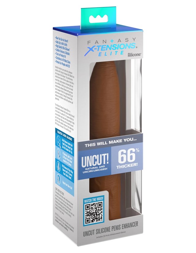 Uncut Silicone Penis Enhancer - Tan