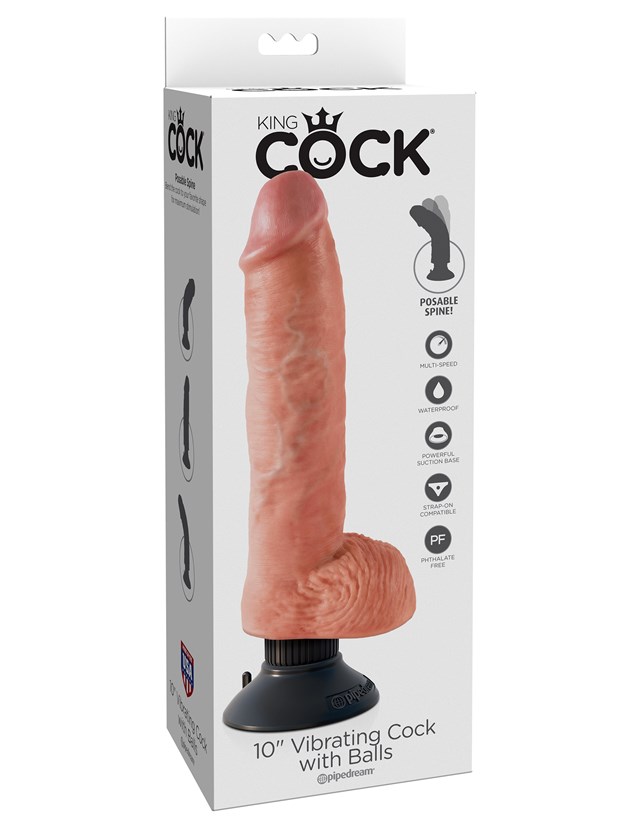 Vibrating Dildo with Balls 20 cm - Flesh