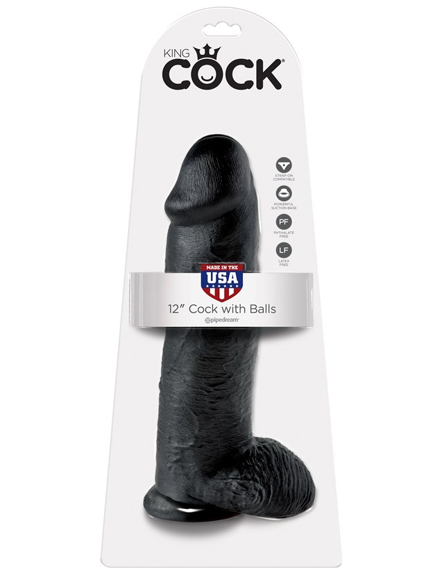 Cock with Balls 32 cm - Black