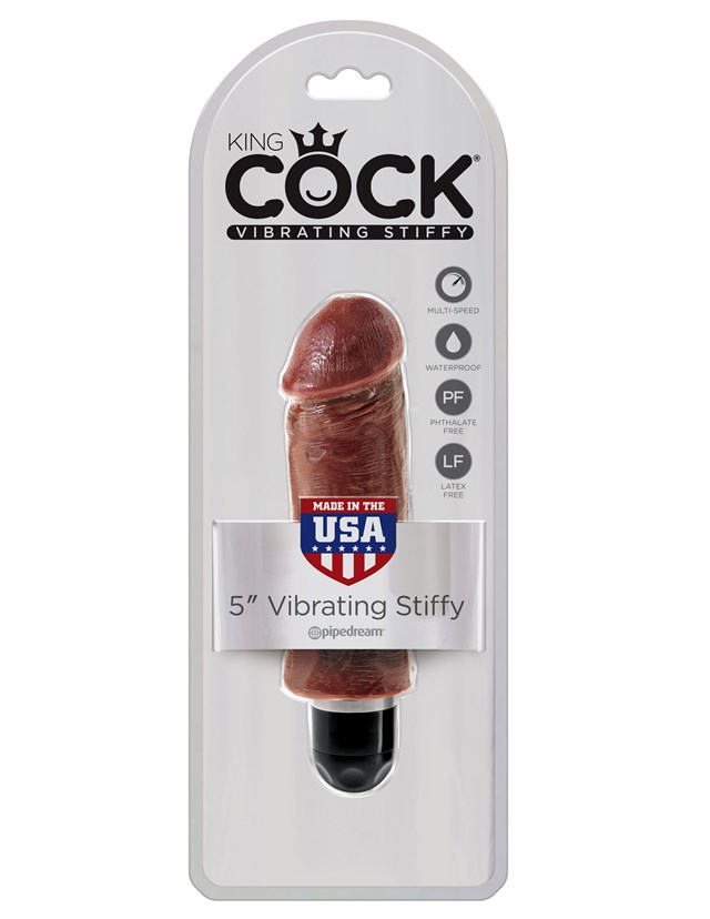 Stiffy Vibrating Dildo 15.5 cm - Brown