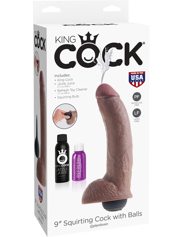 Squirting with Balls 23 cm - Brown