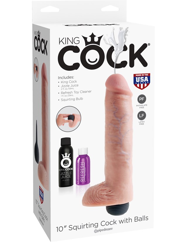 Squirting Dildo with Balls 25 cm - Flesh