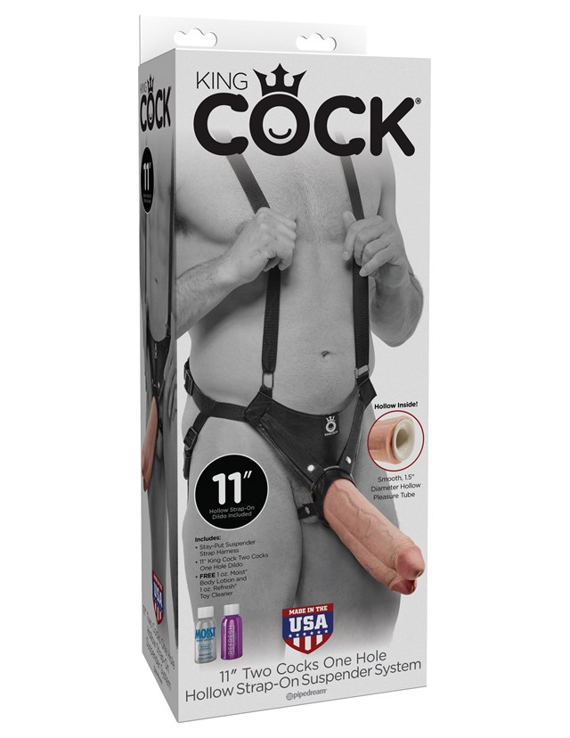 Two Cocks One Hole Strap-On System 28 cm - Flesh