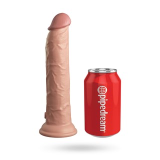 King Cock Elite 23cm Vibrating Silicone Dual Density Cock With Remote - Light