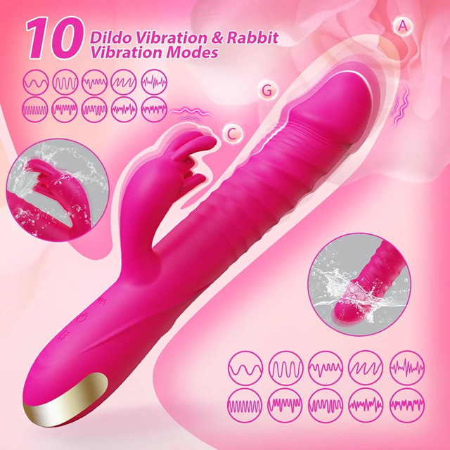 Pink Vibrating & Deep Thrusting Rabbit Vibrator