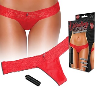 Vibrating Lace Thong - Rød