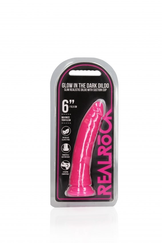 Slim Realistic Dildo with Suction Cup - Glow in the Dark 15,5 cm