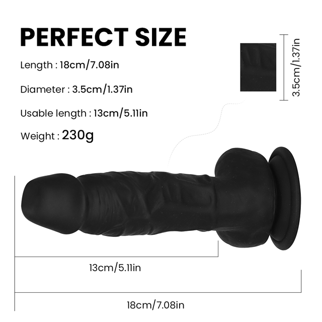 Realistic Dildo with Suction Cup and Balls 18 cm Black