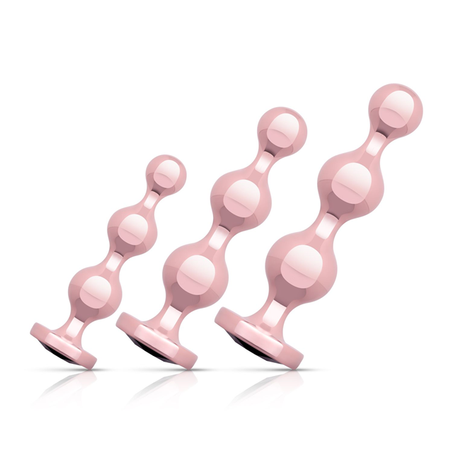 Rosy Gold Metal Butt Plug 3-pcs Set