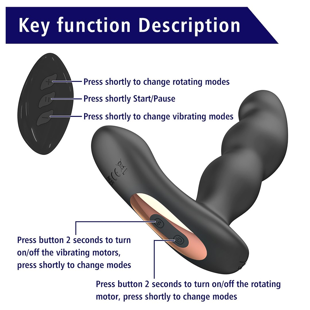 Rotating Prostate Massager With Remote Control