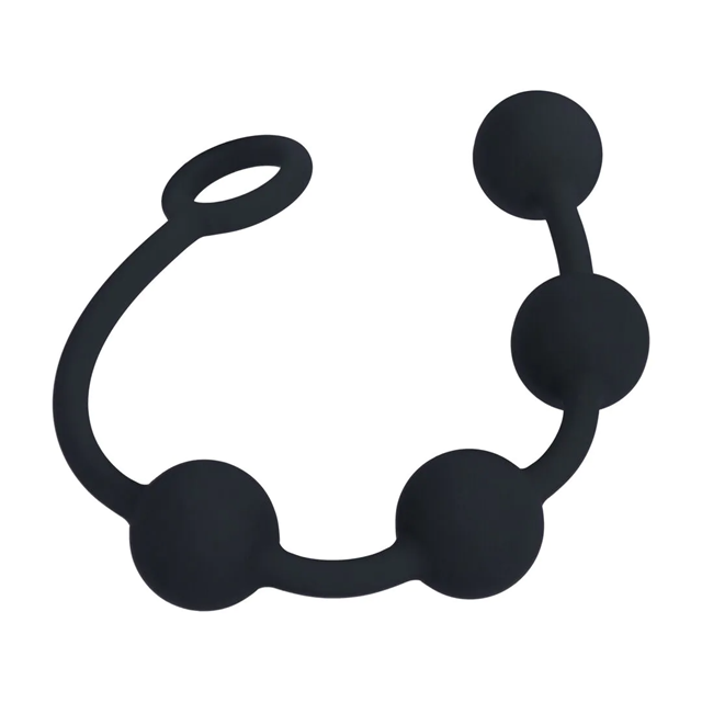 Round Silicone Anal Balls - M - 30mm - Black