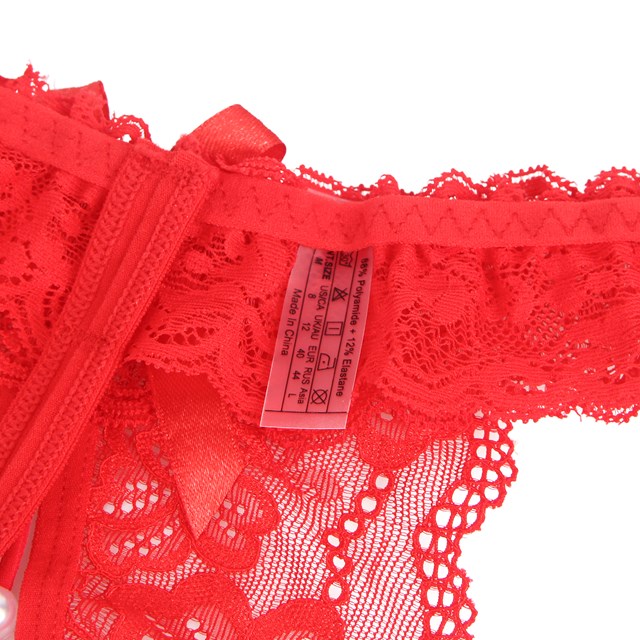 Sexy Lace Pearl Panty Red