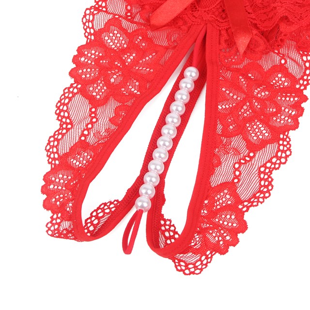 Sexy Lace Pearl Panty Red